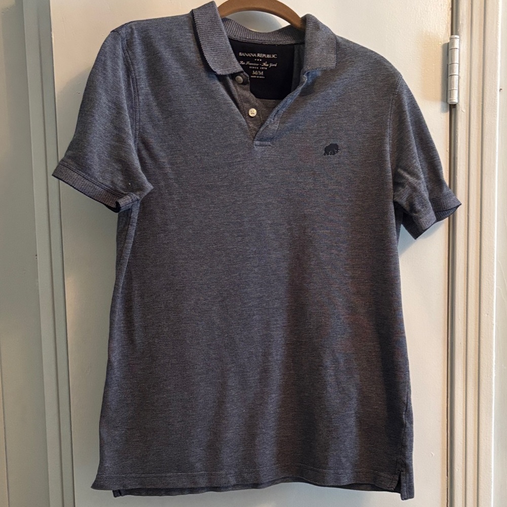 Banana Republic navy heathered polo. Sz M